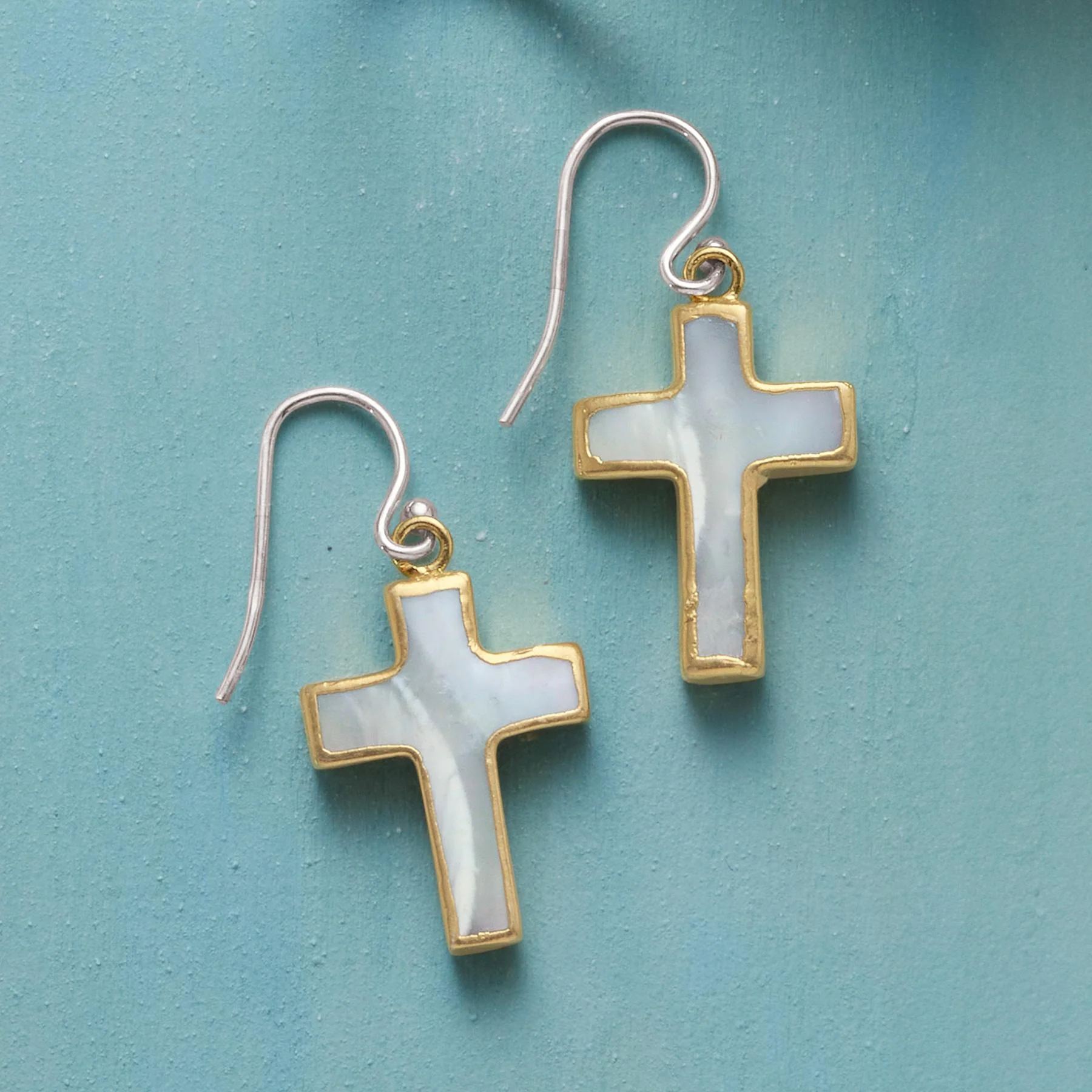 Pearly Cross Earrings
