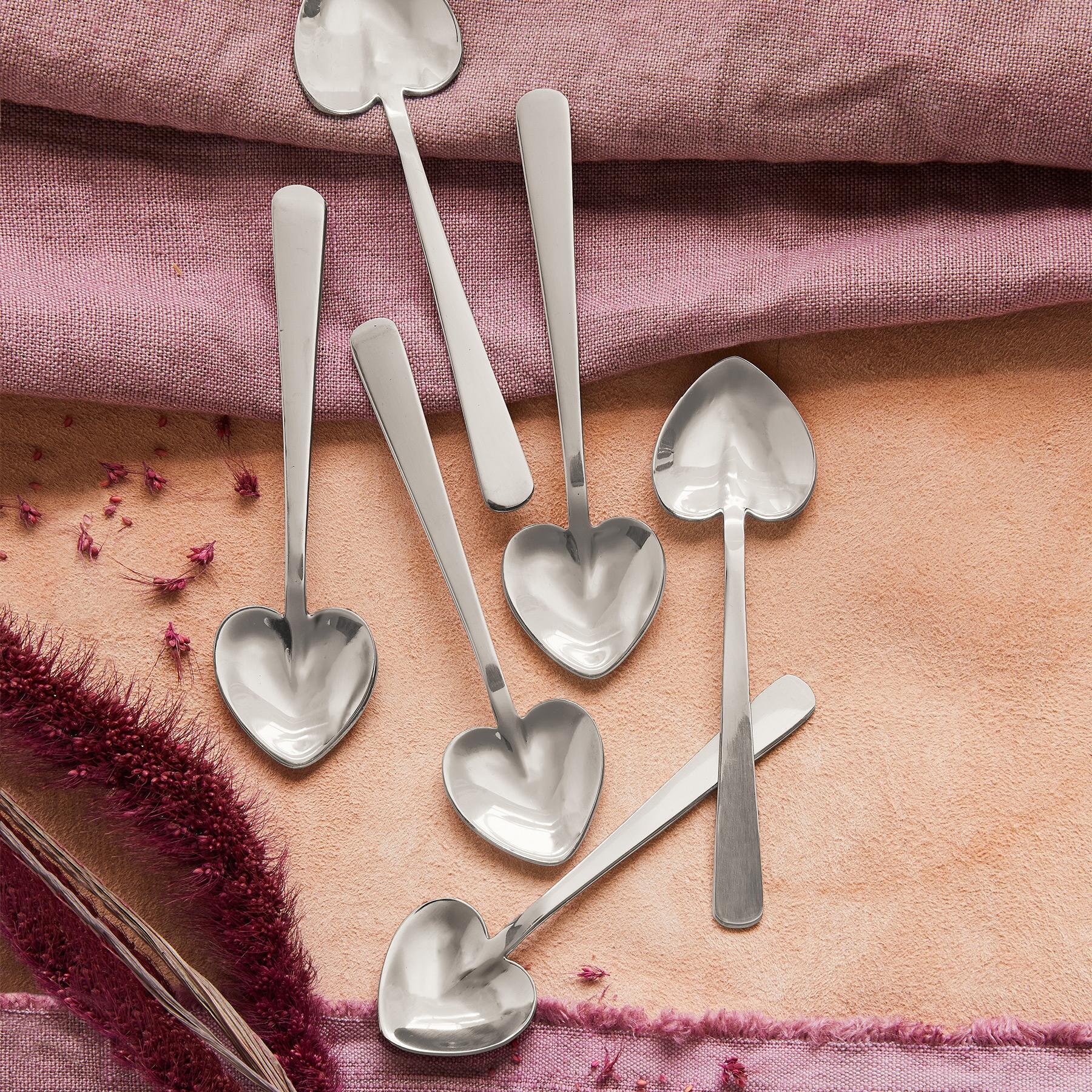 Heart-Shaped Silver Spoons Set