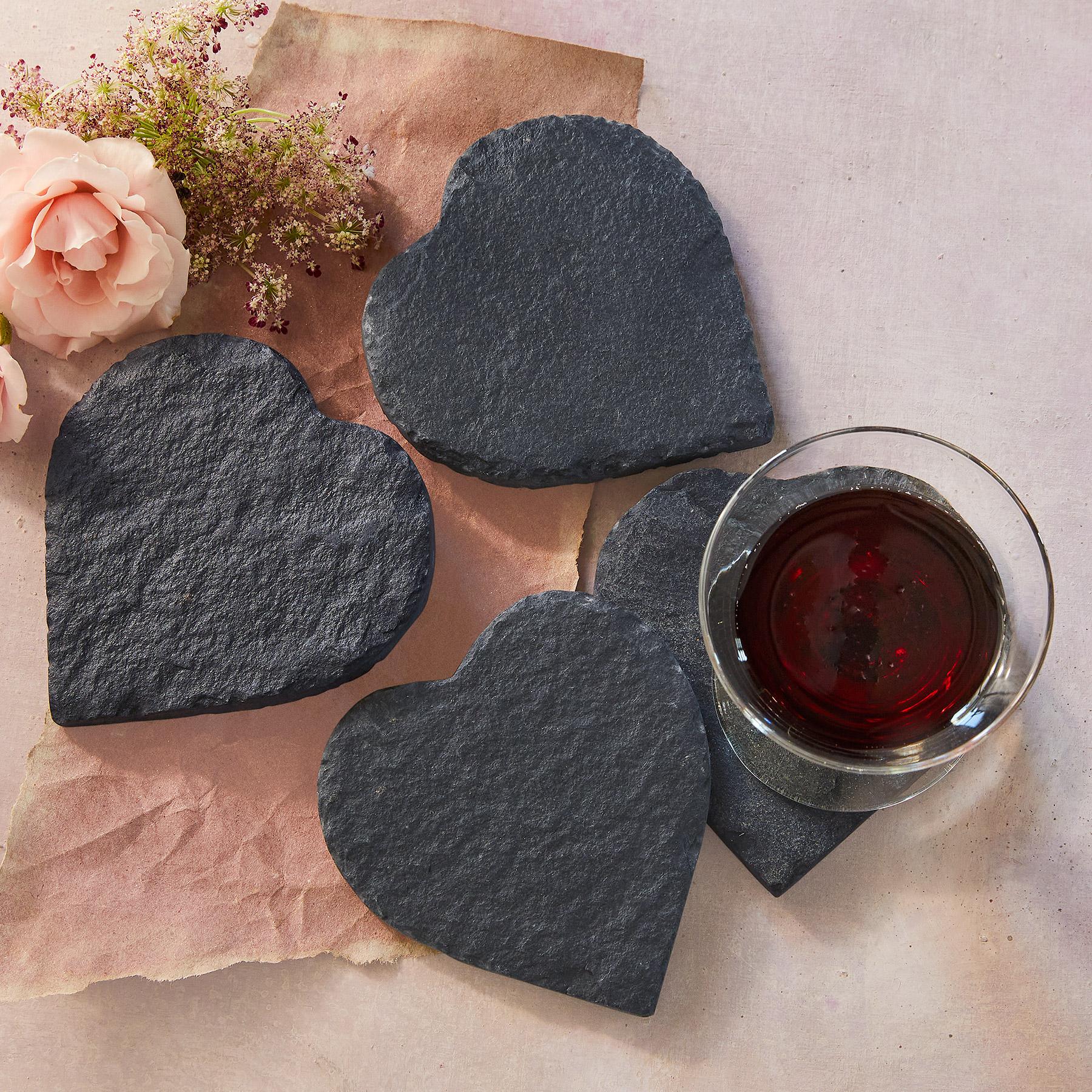 Slate Love Coasters, Set Of 4
