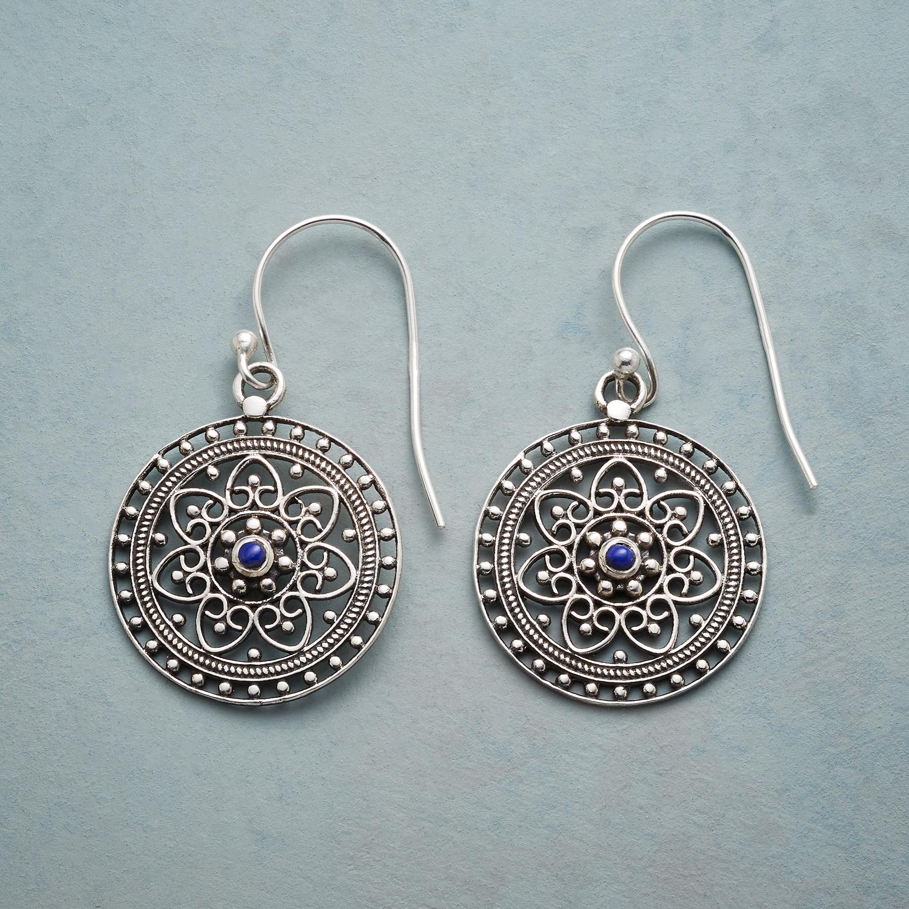 Silver & Blue Filigree Earrings
