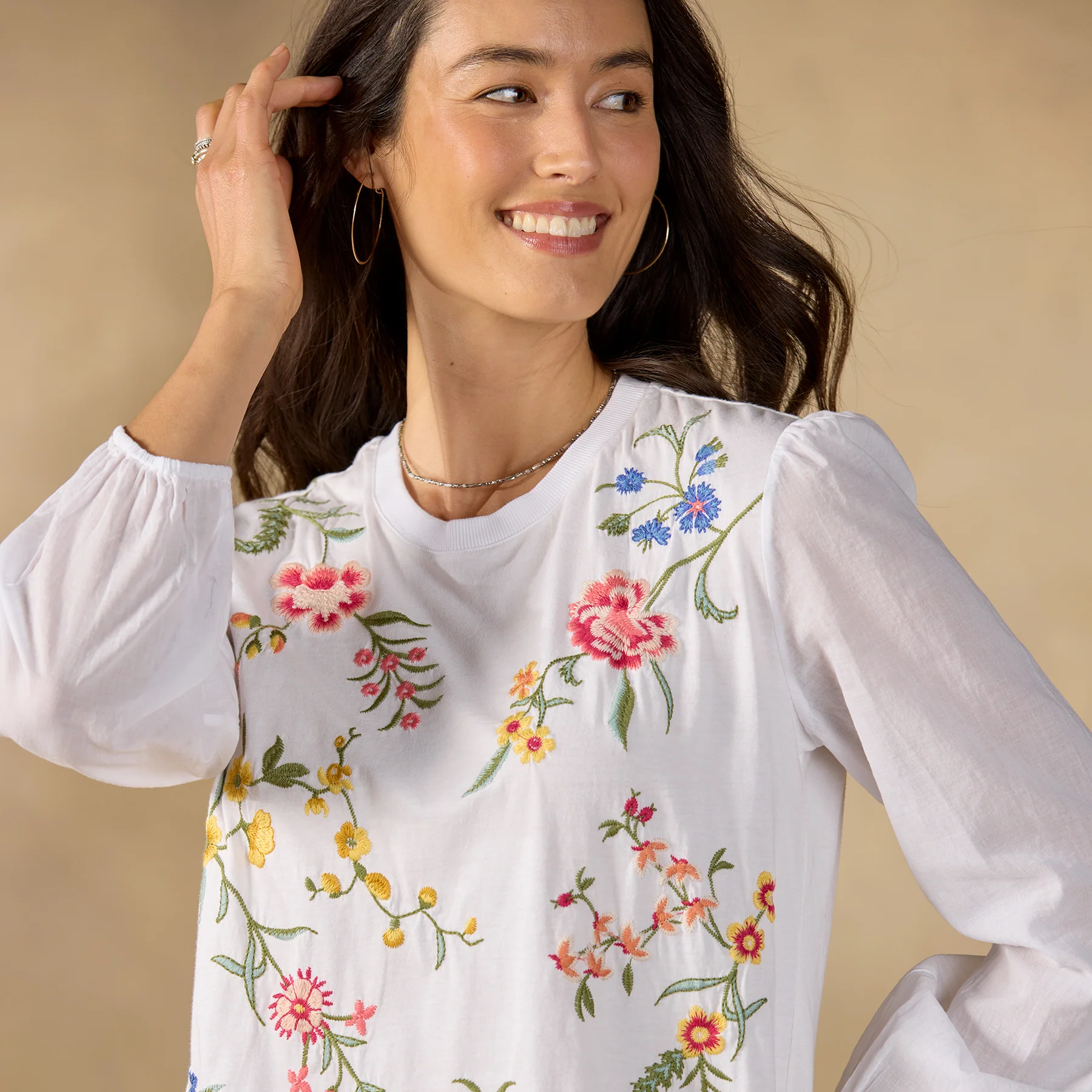 Sophia Mixed-Media Top, Petite