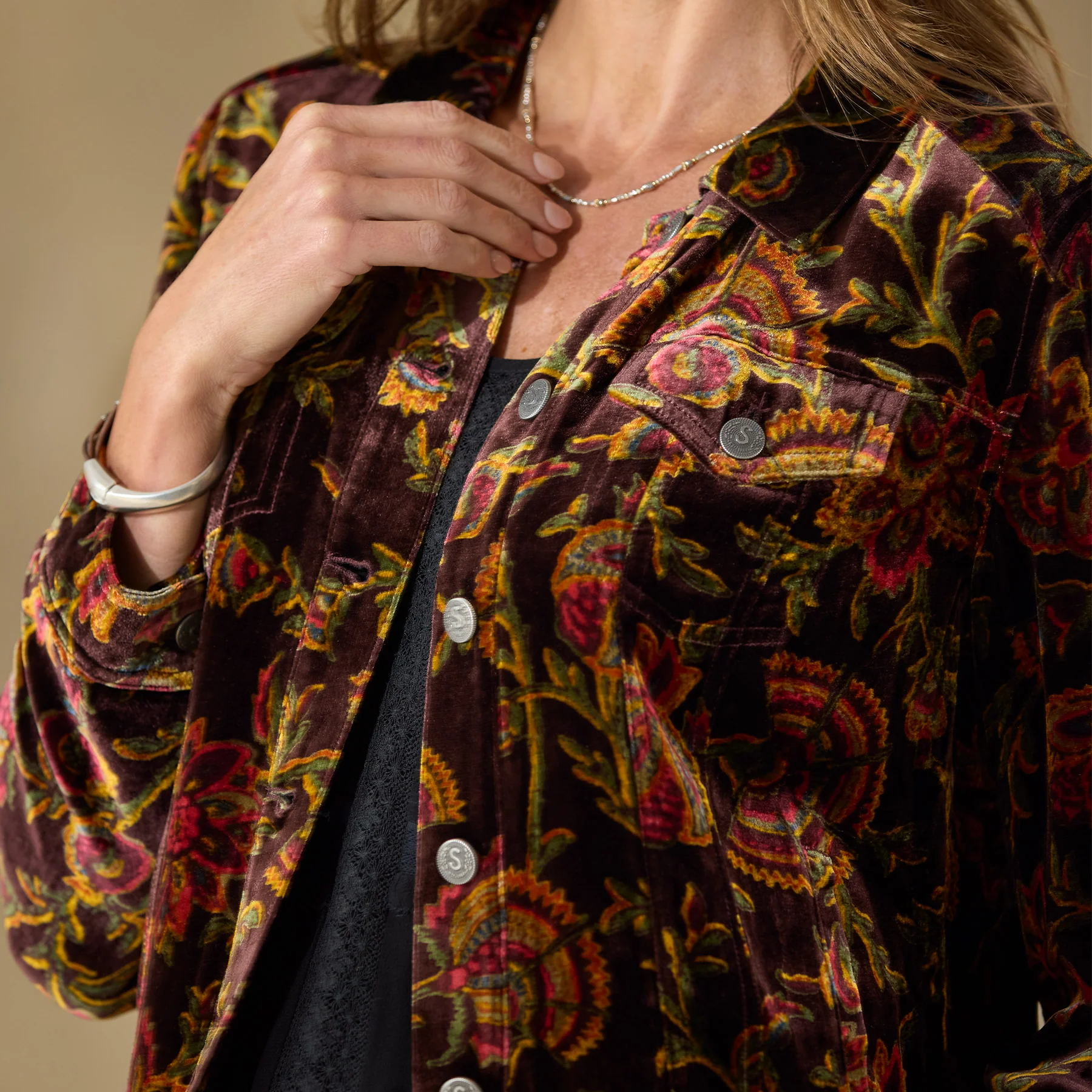 Printed Wren Velvet Jacket, Petite