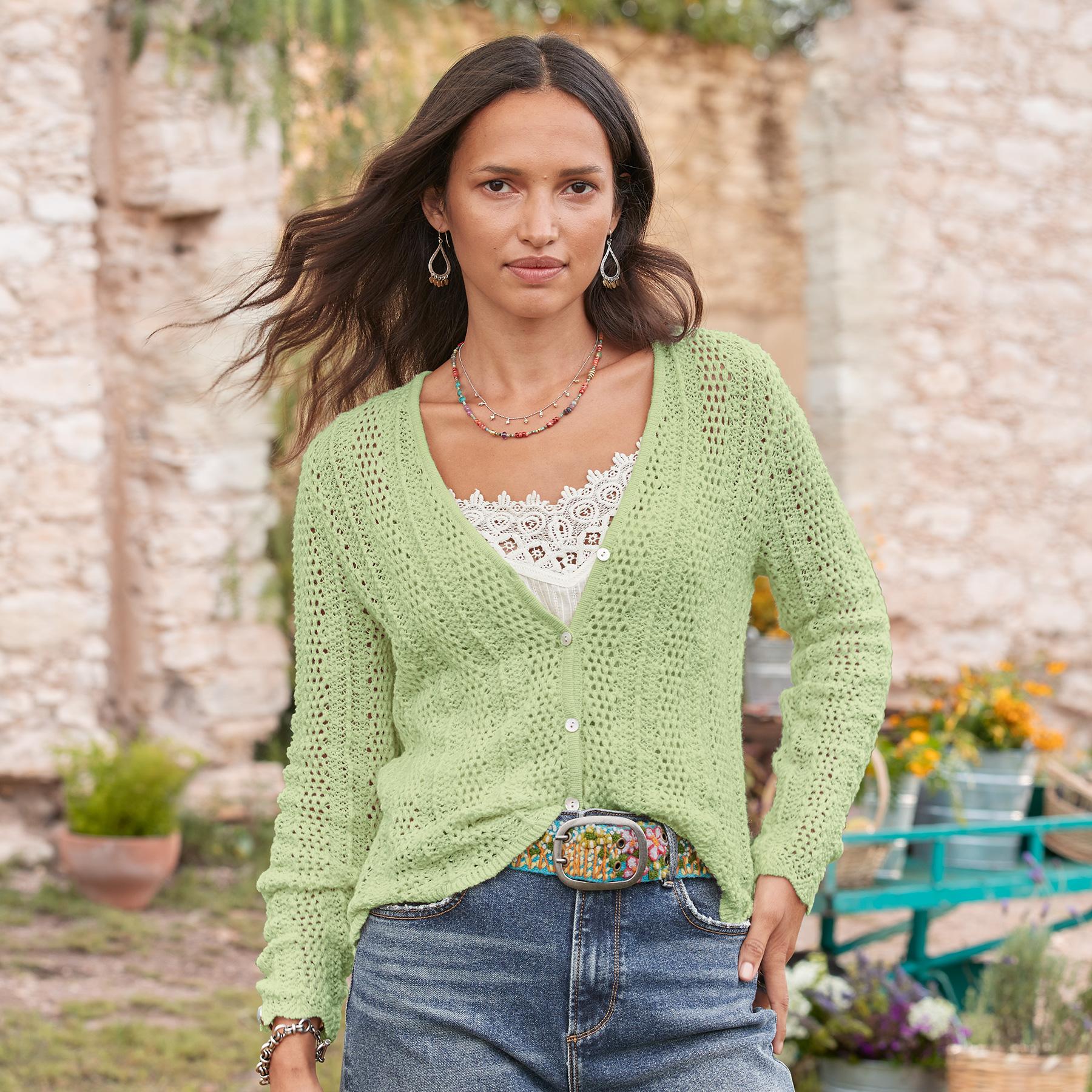 Della Ruffle Cardigan, Petite