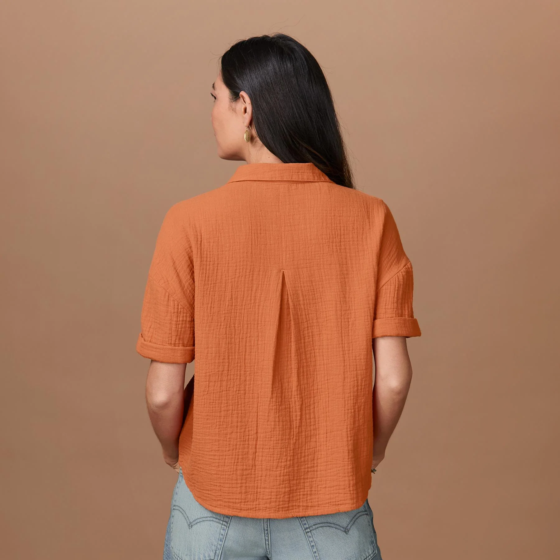 Mara Gauze Camp Shirt, Petite