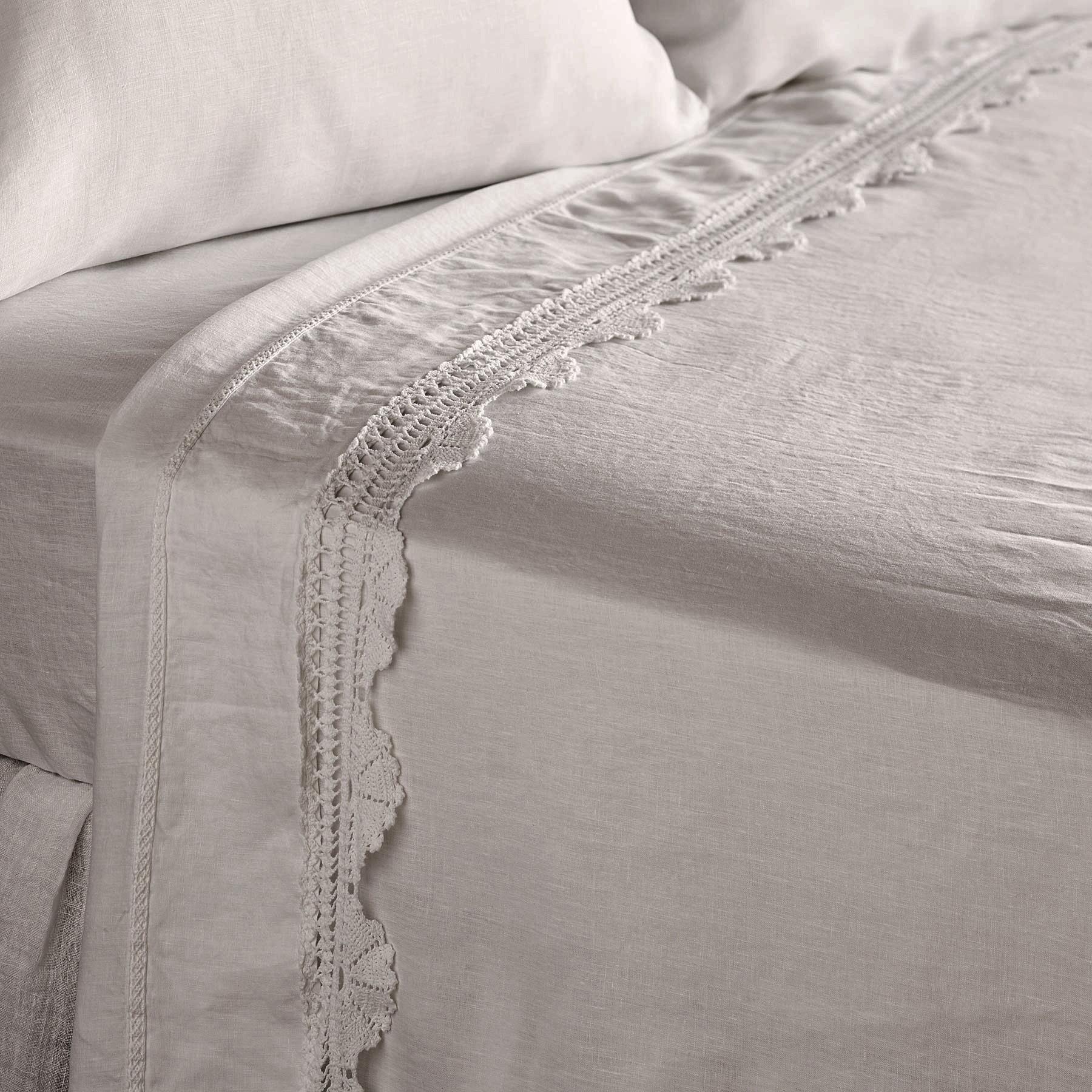 Gossamer Linen Crochet Flat Sheet