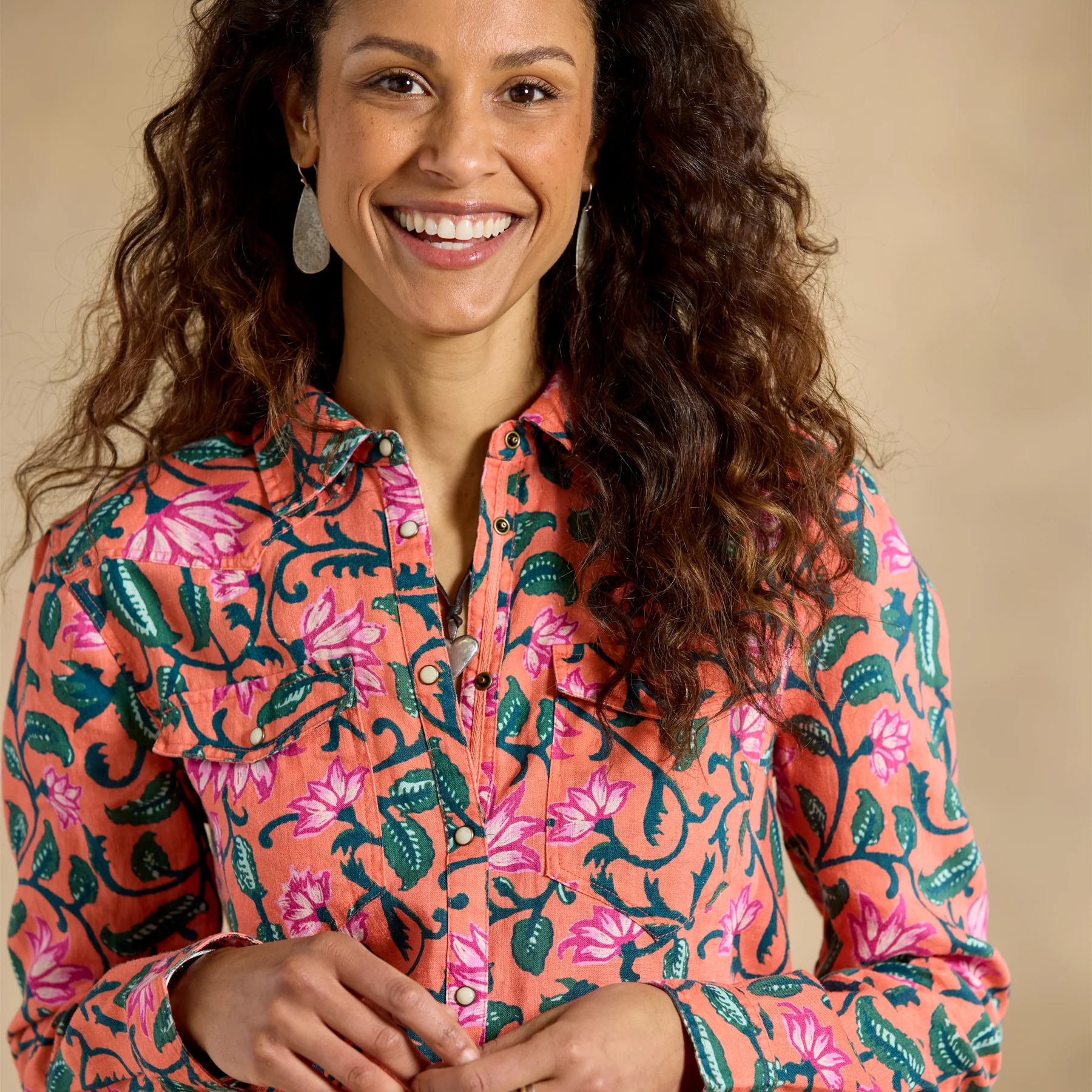 Willow Linen Floral Shirt, Petite