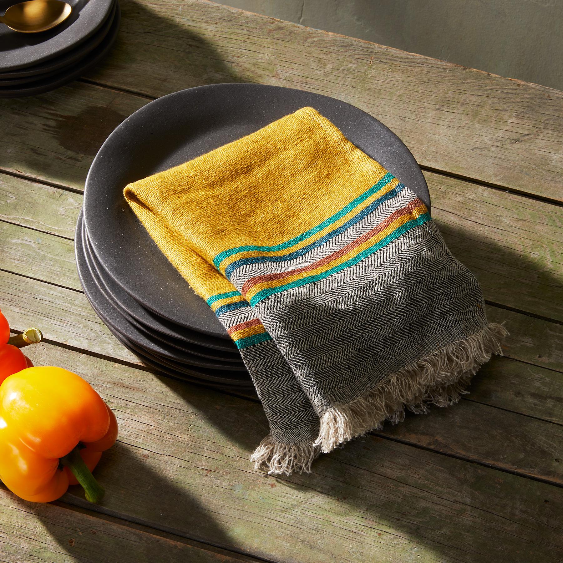 Homespun Canary Stripe Linens