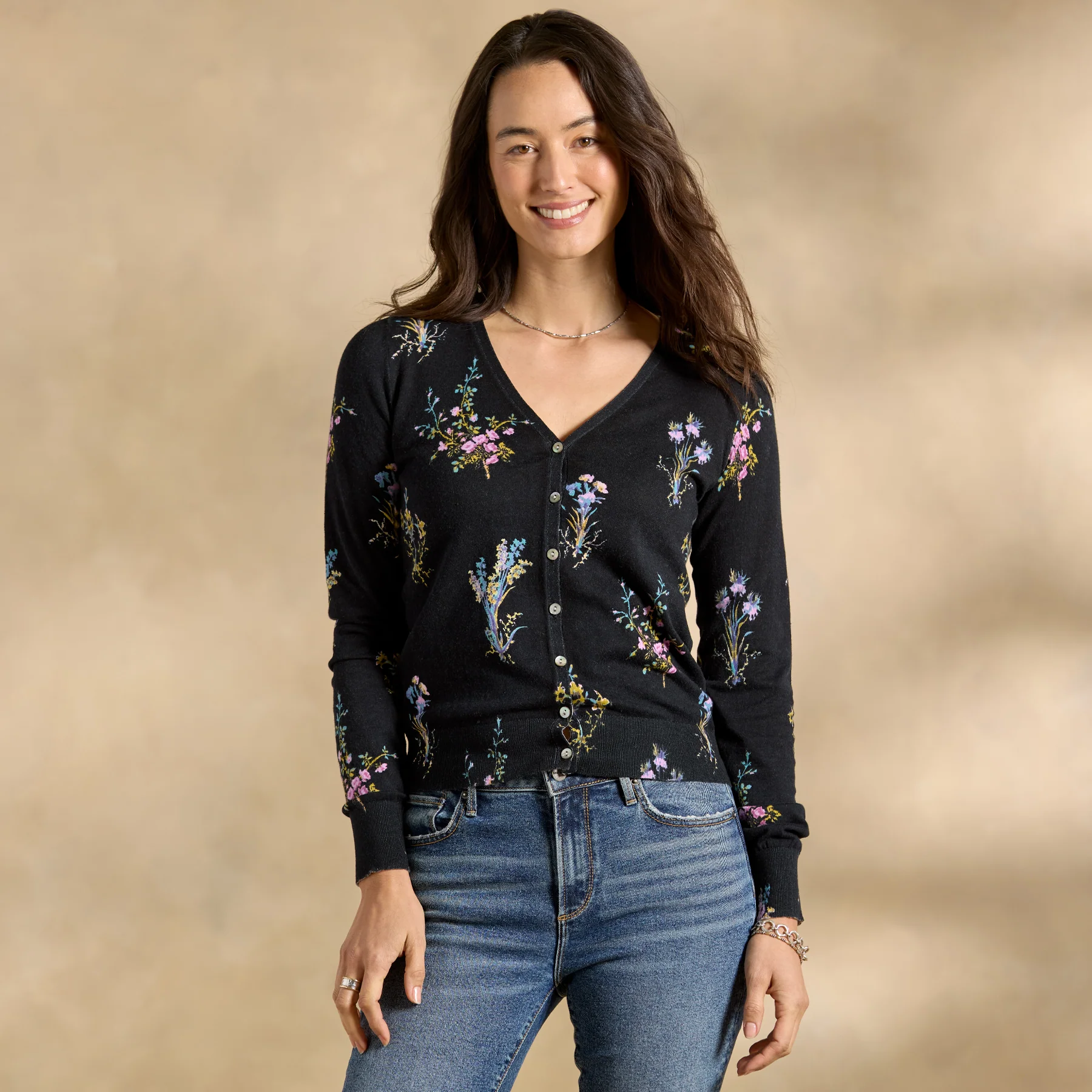 Larkspur Floral Cardigan, Petite