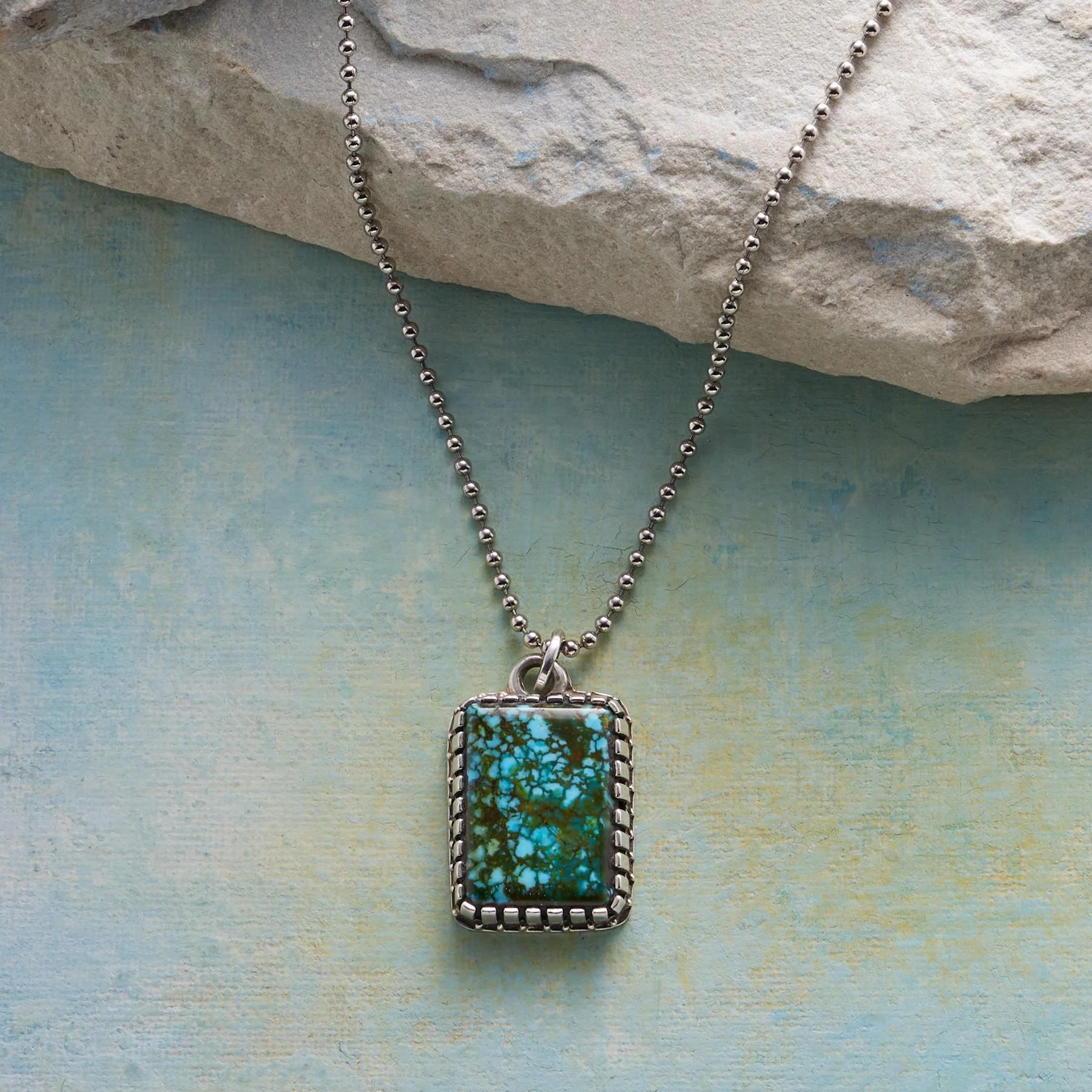 Kingman Turquoise Dogtag Necklace