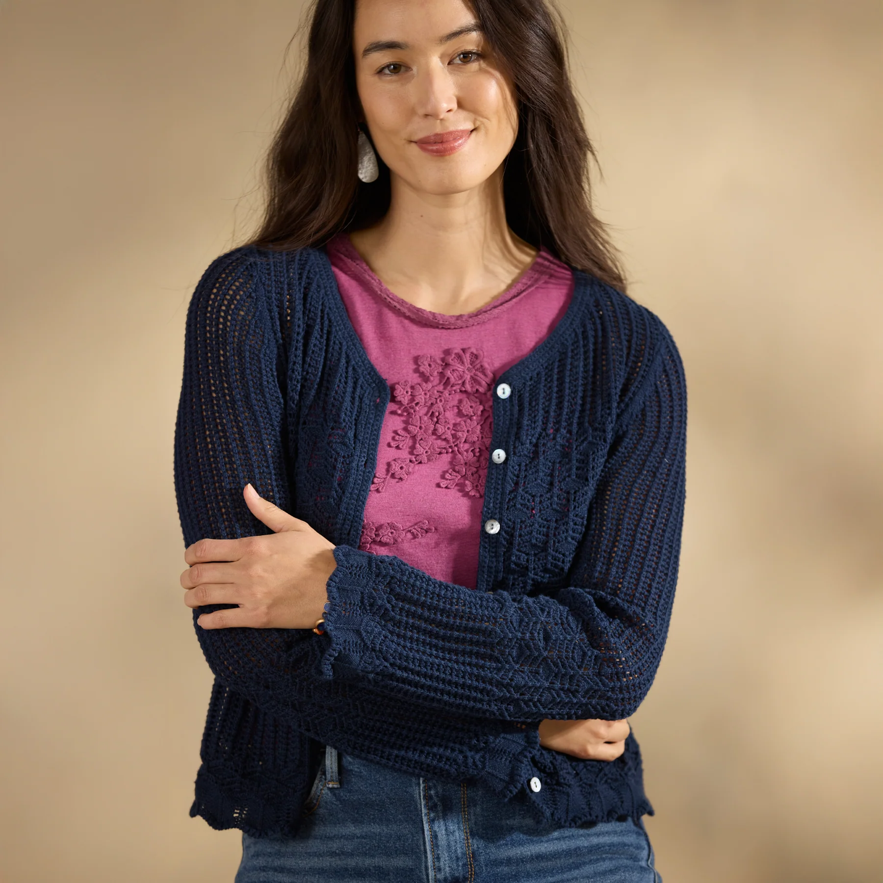 Cassatt Pointelle Cardigan, Petite