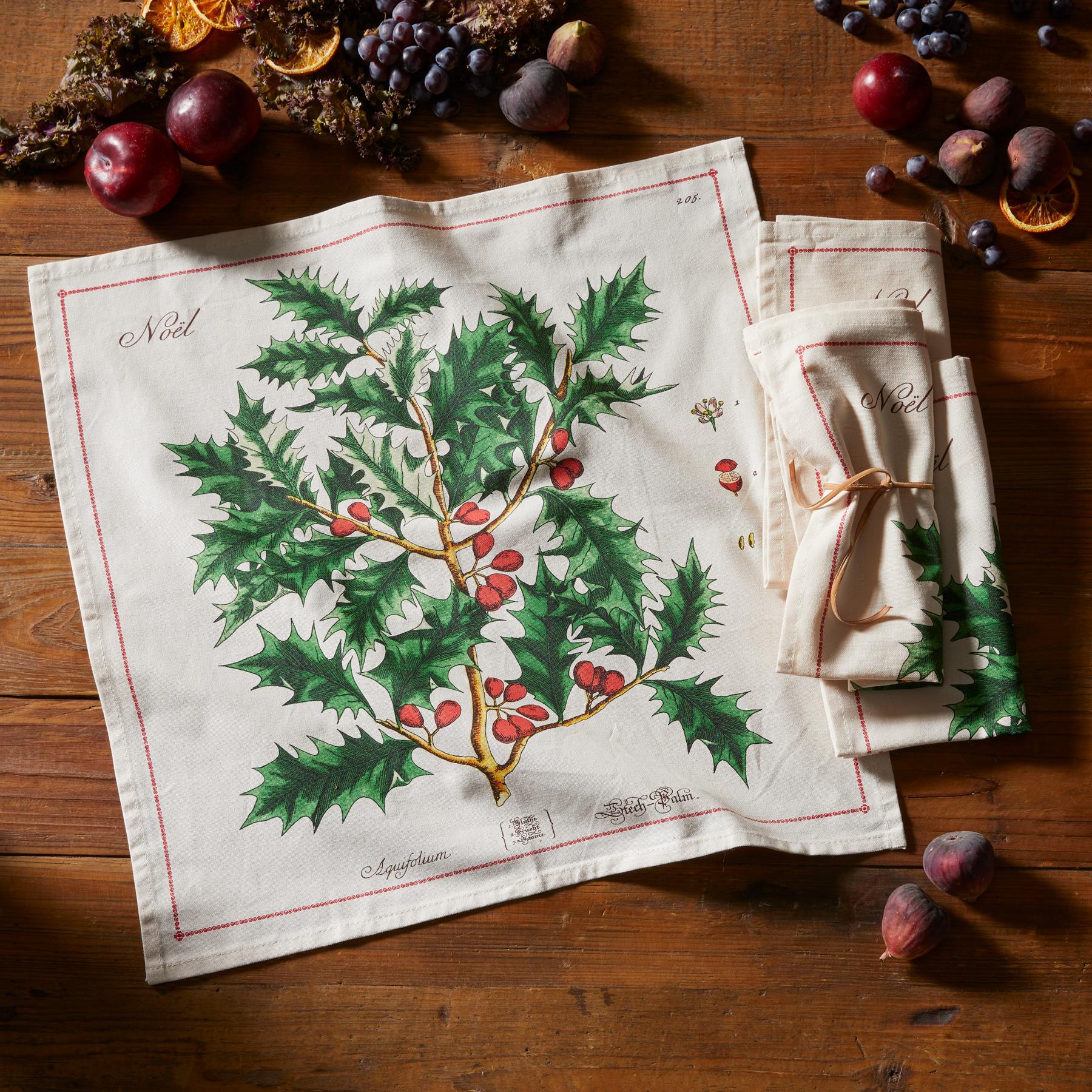 Christmas Spirit Holly Napkins, Set Of 4