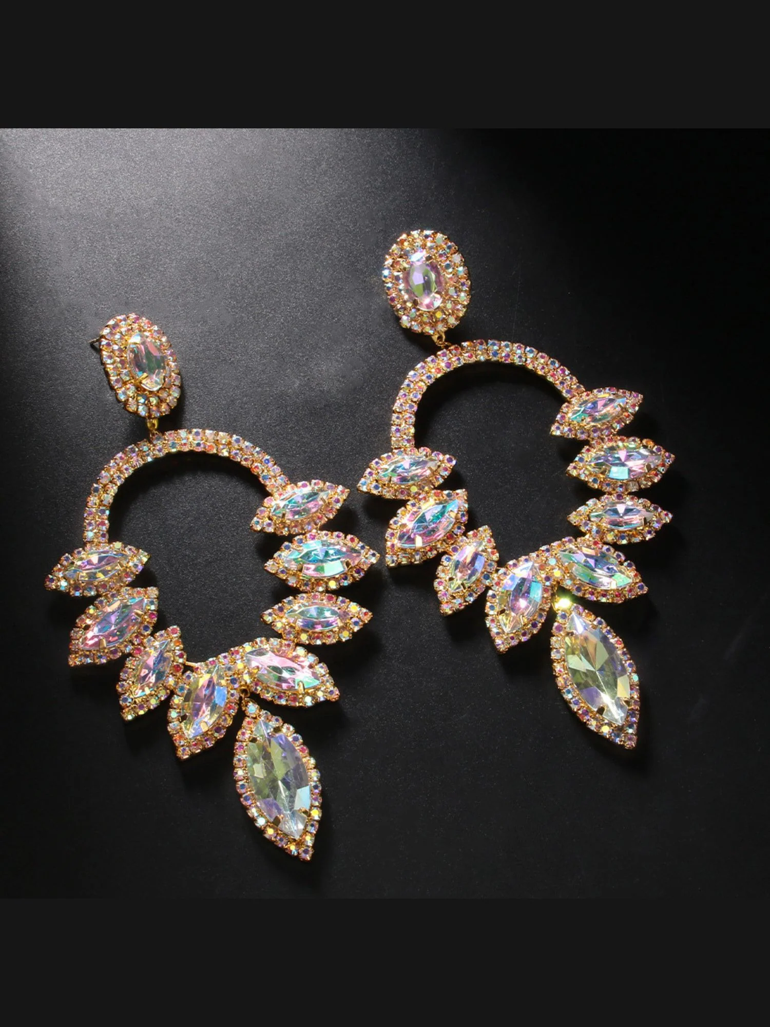 Women's Luxury Colorful Sparkling Diamonds Drop Earrings - QUGEX