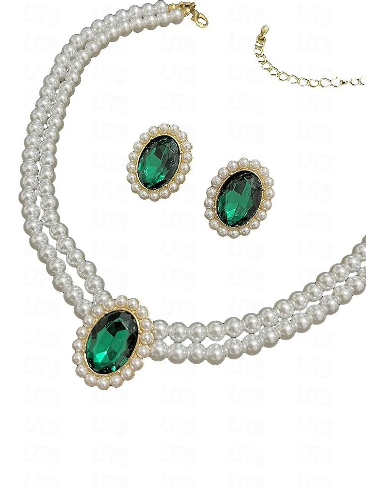 One-piece Suit Acrylic Earrings Necklace For Women's Fall Wedding Pendant Necklace Set - QUGEX