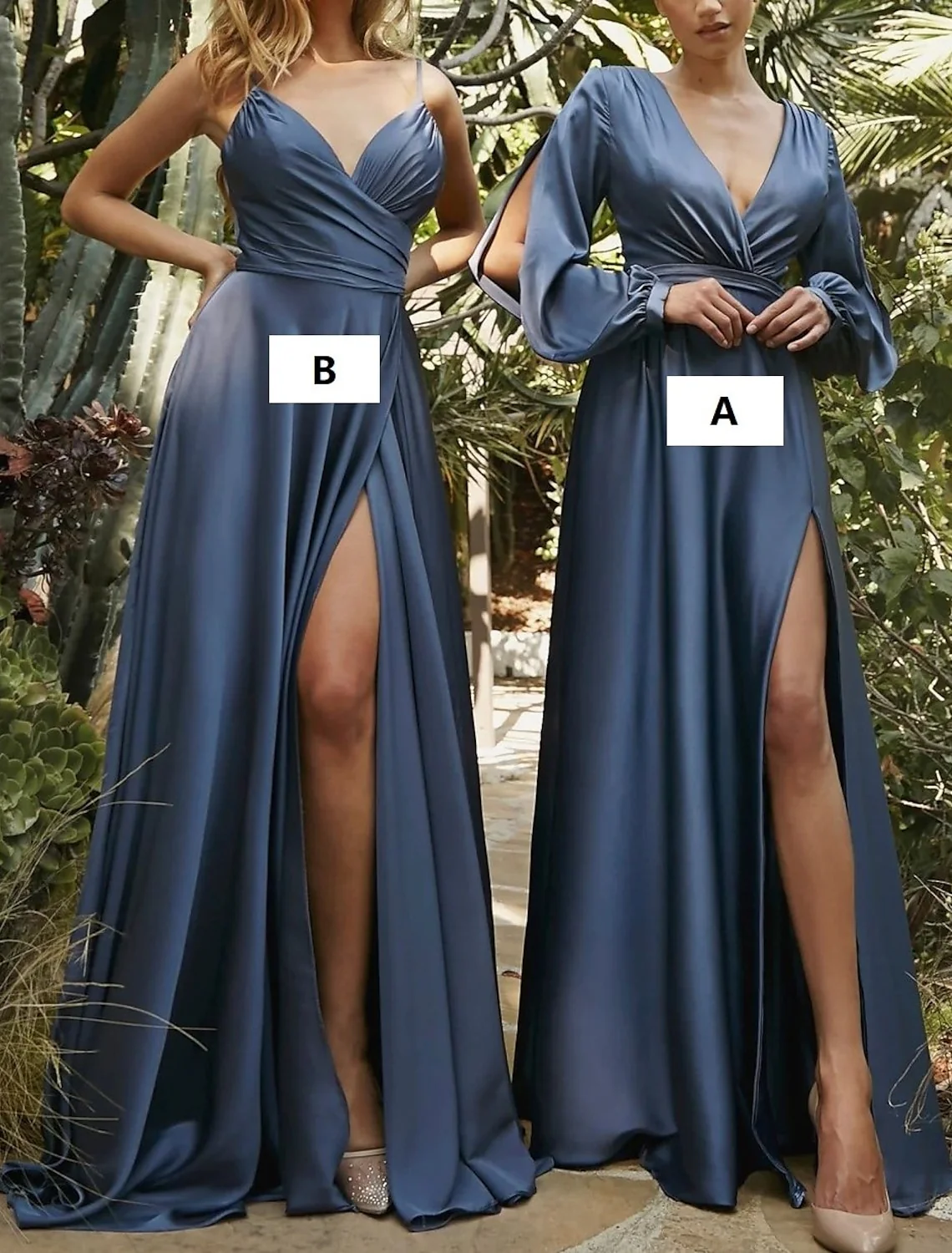 A-Line/Princess Spaghetti Straps Floor-length Long Bridesmaid Dresses - QUGEX