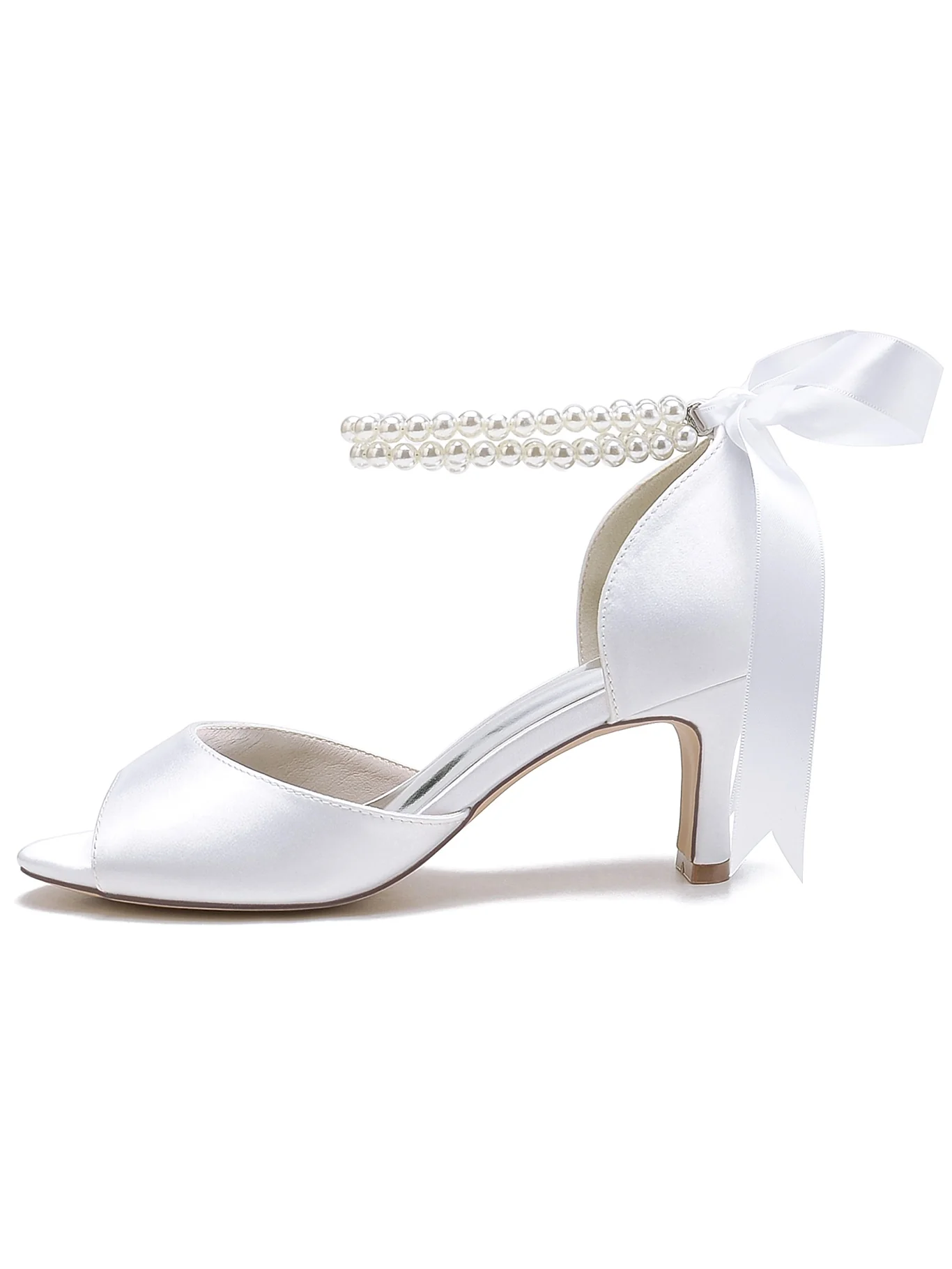 Women's Wedding Bowknot Stiletto Heel Open Toe Bridal Shoes - QUGEX