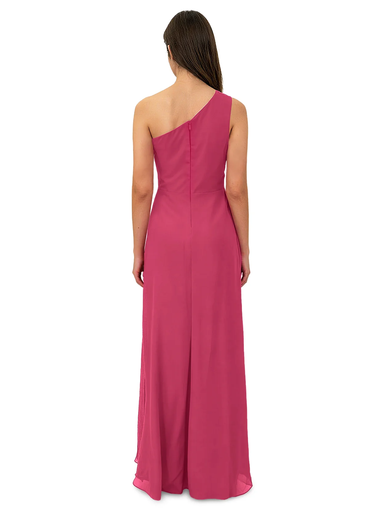 A-Line/Princess One Shoulder Sleeveless Floor-Length Bridesmaid Dresses with Split - QUGEX