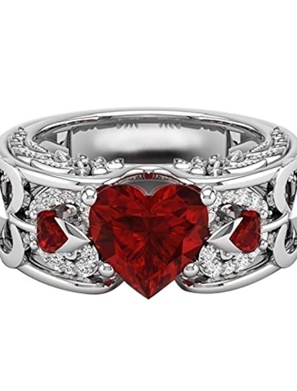 Heart Shaped Square Zircon Couple Ring Valentine's Day Engagement Wedding Jewelry - QUGEX