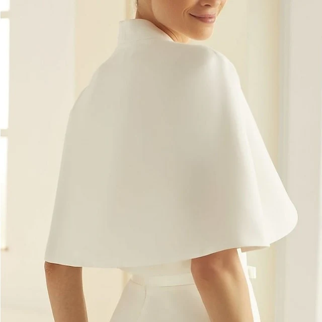 Elegant Bridal Slit Sleeve Satin Wedding Wraps With Pure Color - QUGEX
