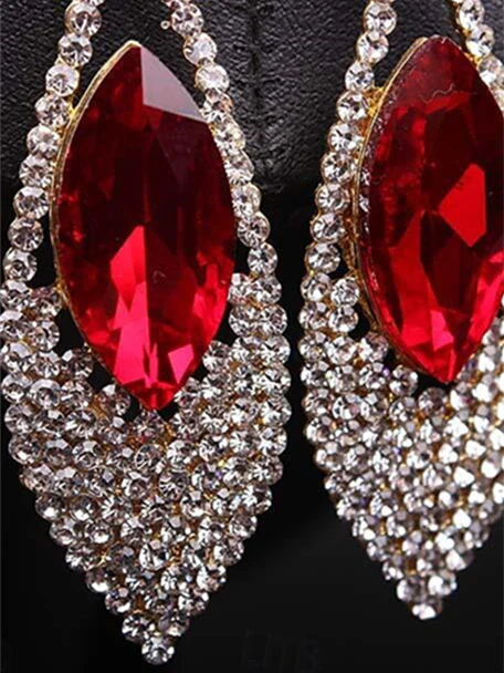 Stud Earrings For Women's Wedding Work Daily Long Drop Hoop Luxury European Sweet Earrings - QUGEX