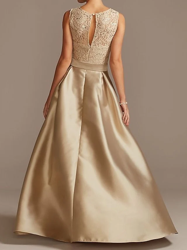 A-Line/Princess Jewel Neck Sleeveless Asymmetrical Mother Of The Bride Dresses With Pleats - QUGEX