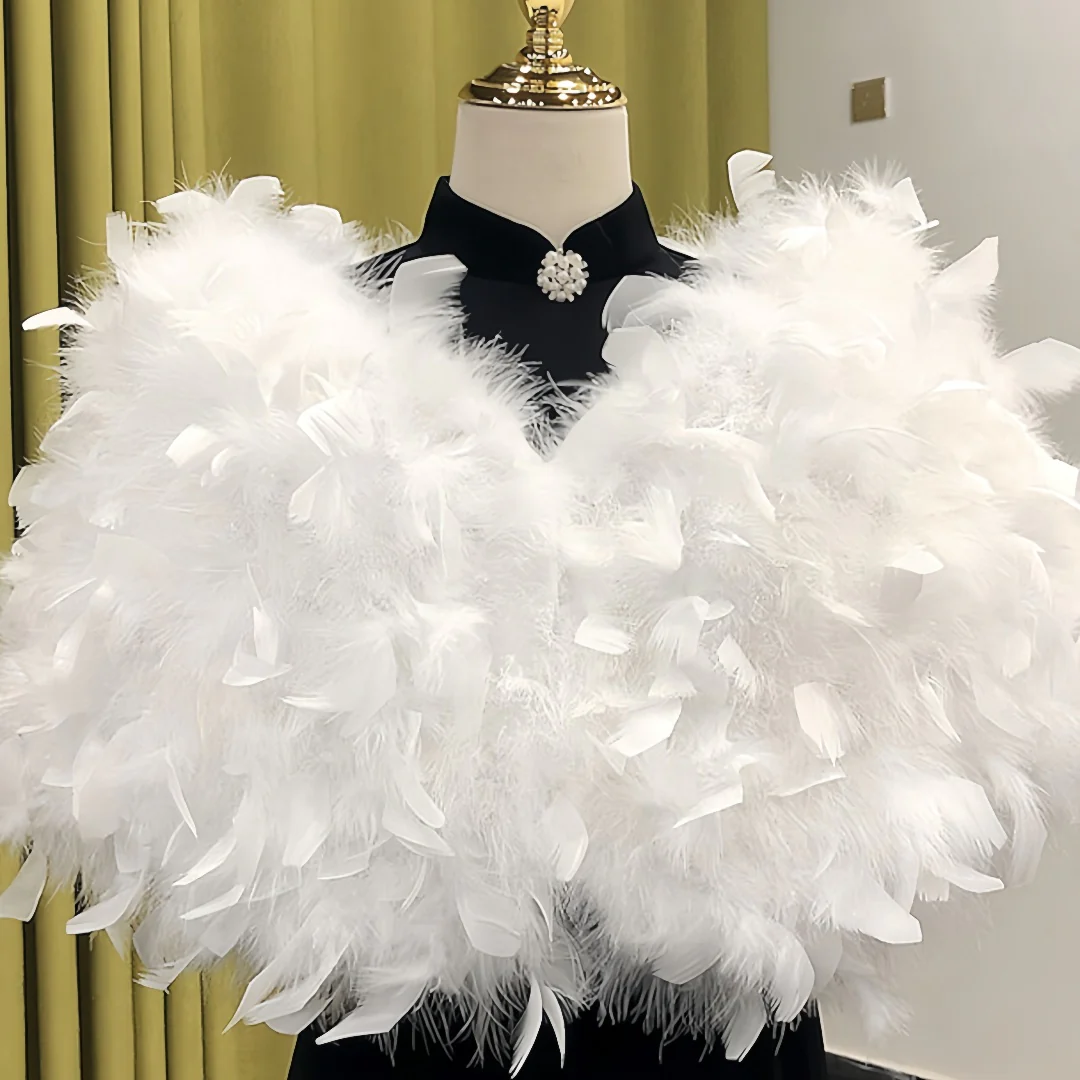 Women's Wedding Bridal Sleeveless Wrap/Shawls With Pure Color & Feathers / Fur - QUGEX