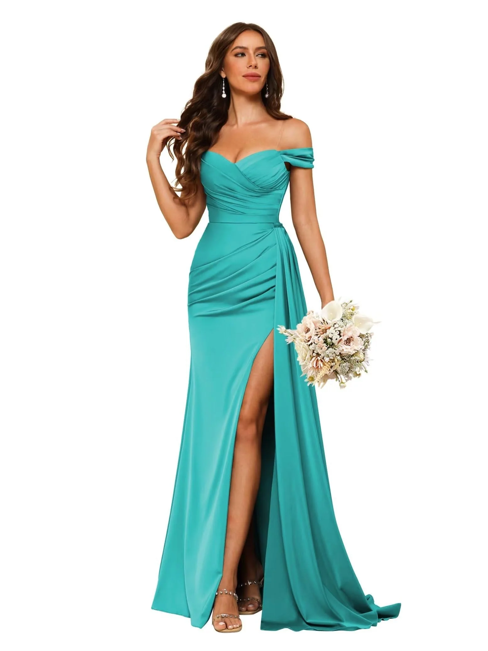 Mermaid/Trumpet Sweetheart Neck Floor-Length Bridesmaid Dresses - QUGEX