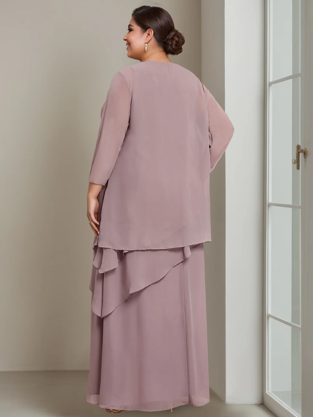 A-Line/Princess Scoop Sleeveless Floor-Length Plus Size Mother of the Bride Long Dresses with Beading - QUGEX