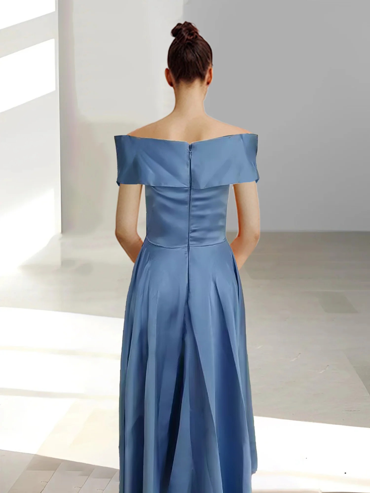A-Line/Princess Off-the-Shoulder Sleeveless Ankle-Length Mother of the Bride Dresses with Pockets - QUGEX