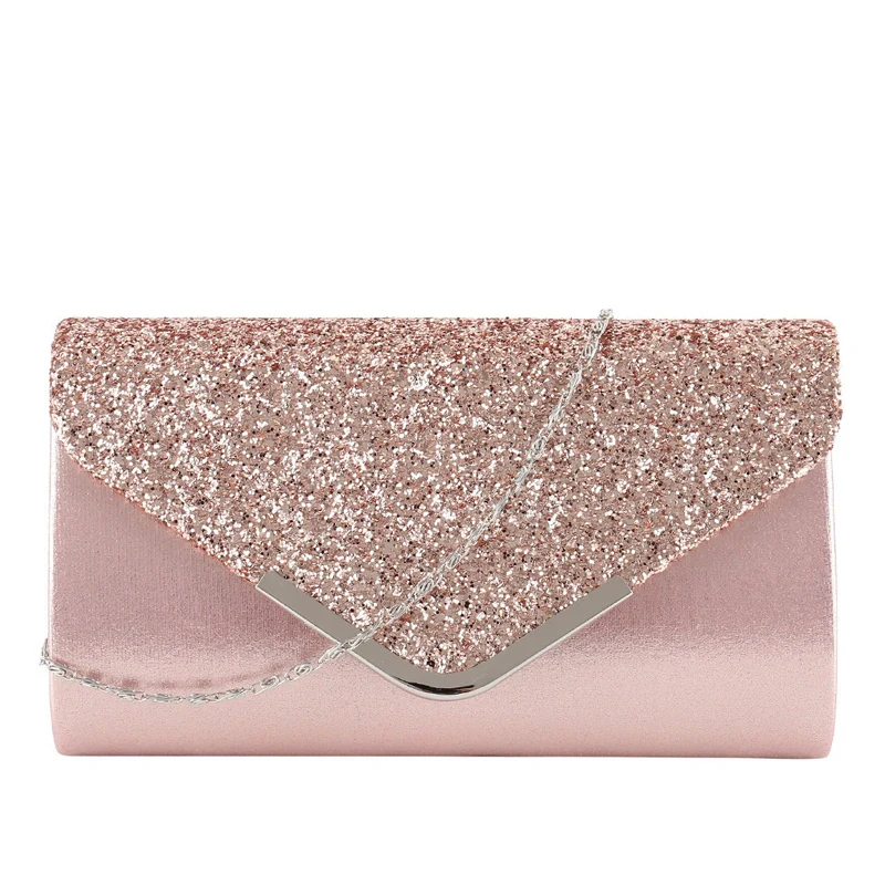 Glitter Envelope Metal Edge Clutch Bags - QUGEX