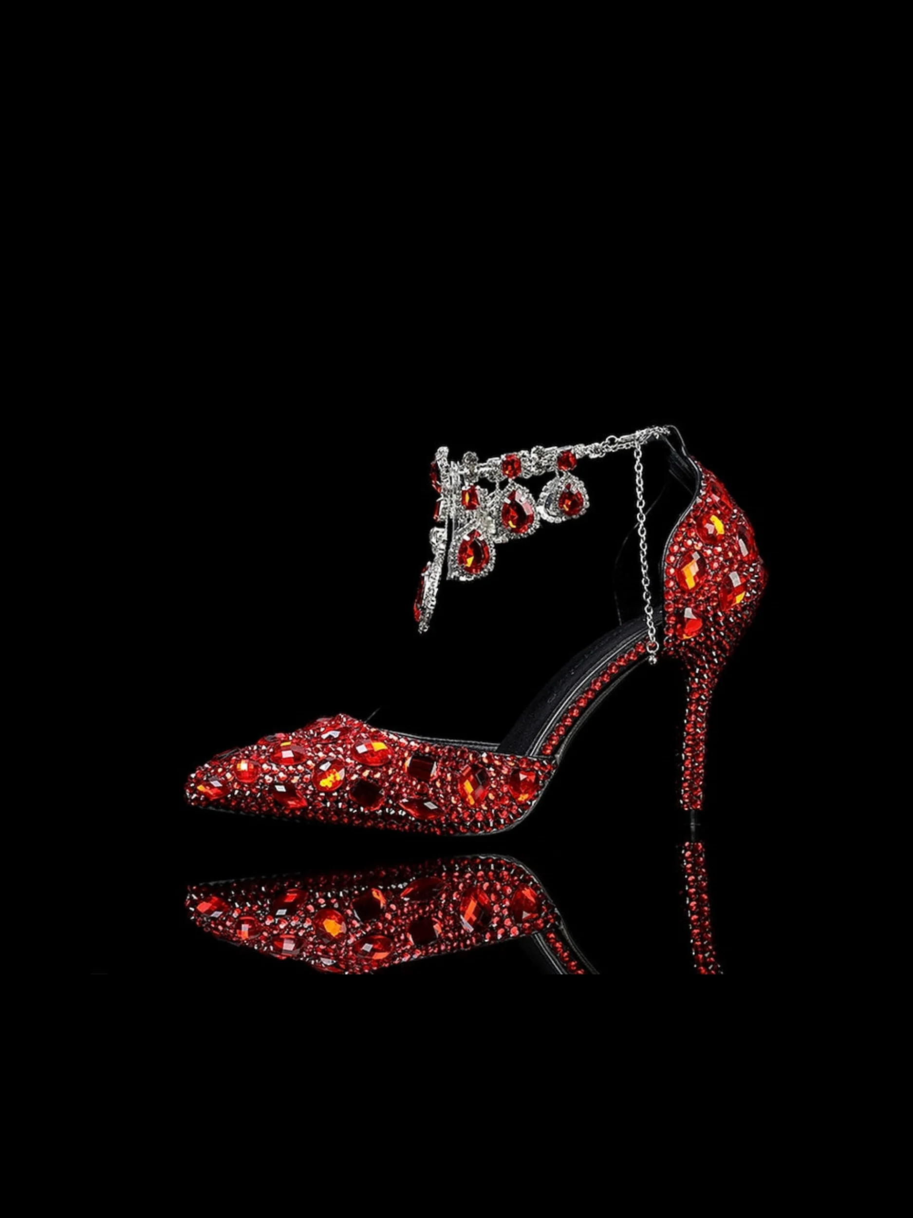 Women's Wedding Shoe Pumps Glitter Crystal Sequined Jeweled Bridal Shoes - QUGEX