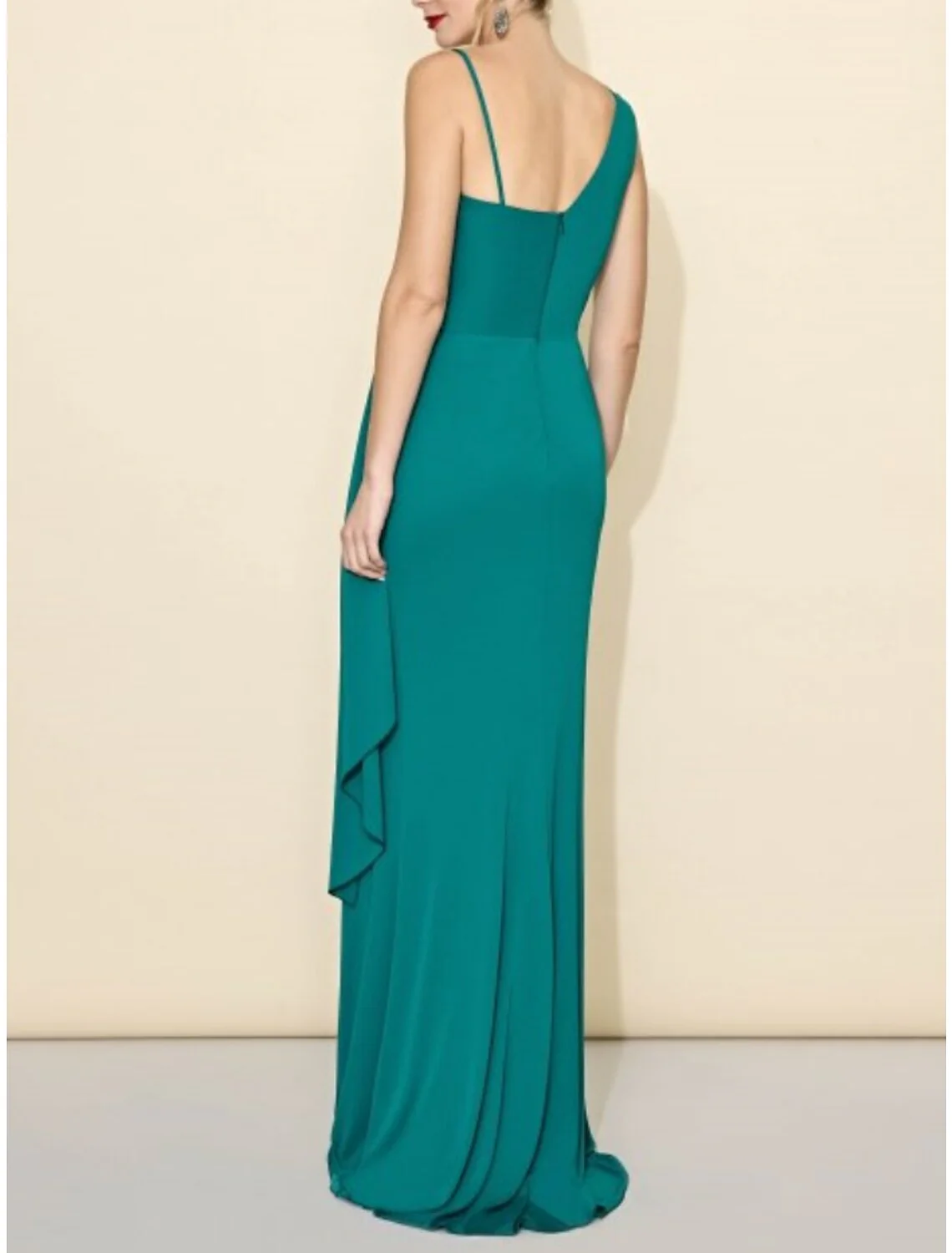 Sheath/Column One-Shoulder Floor-length Long Bridesmaid Dresses - QUGEX