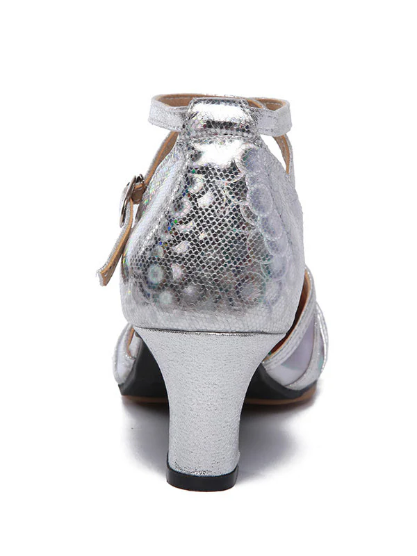 Women's Dancewear Shoes Buckle Low Heel Closed Toe  Latin Dance Shoes - QUGEX