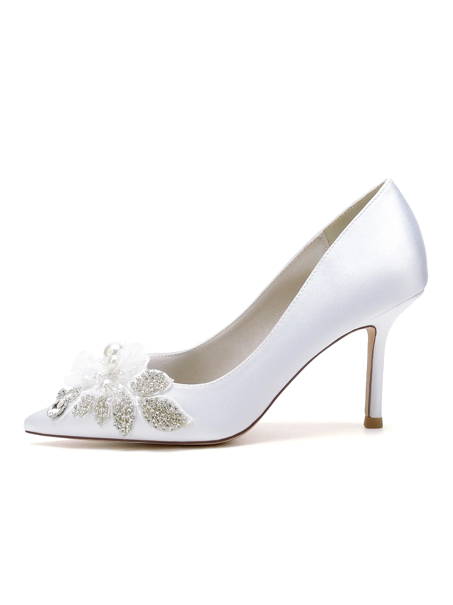 Women's  Wedding Shoes Lace High Heel Open Toe Bridal Shoes - QUGEX