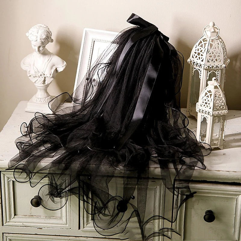 Two-tier Pearls Wedding Veil / Fingertip Veils - QUGEX