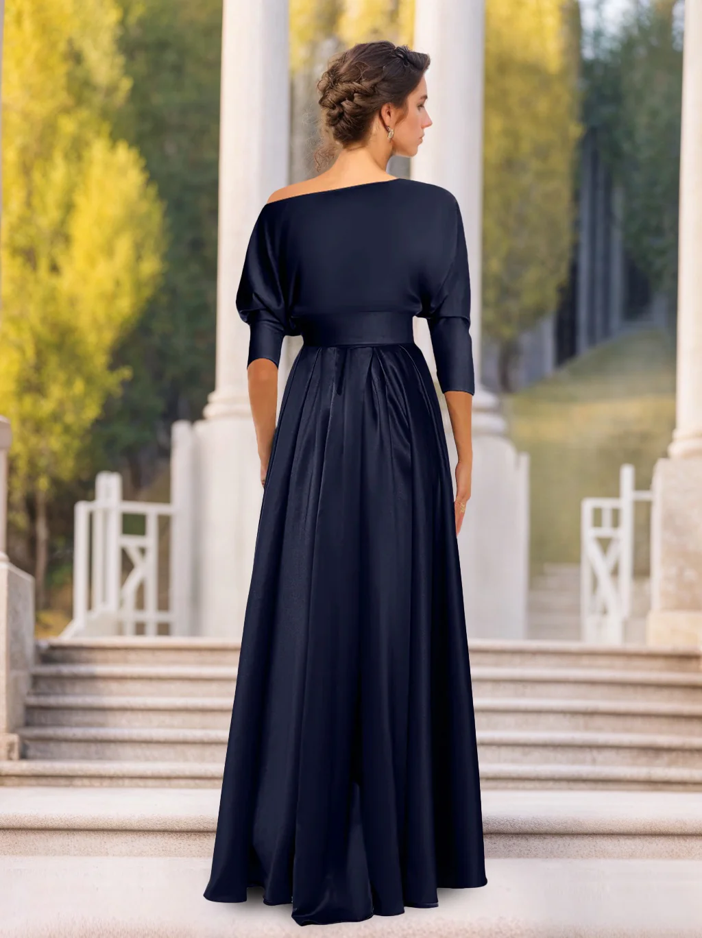 A-Line/Princess One-Shoulder 3/4 Sleeves Asymmetrical Mother of the Bride  & Groom Dresses - QUGEX