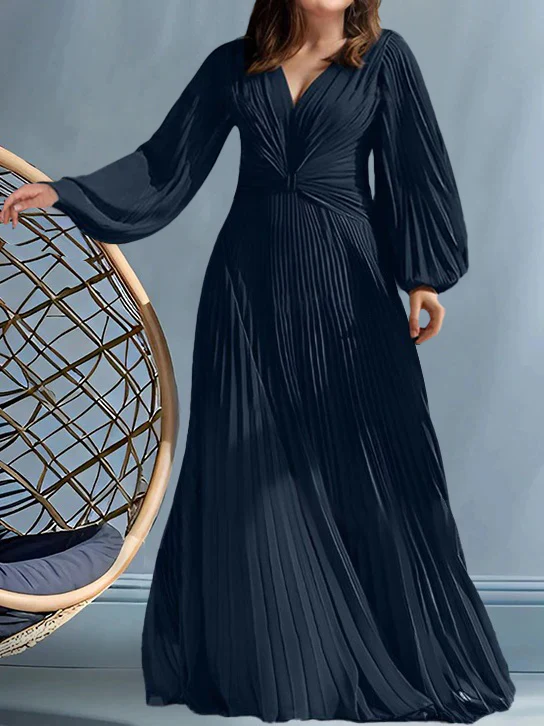 A-Line/Princess V-Neck Plus Size Mother of the Bride Dresses with Ruched - QUGEX