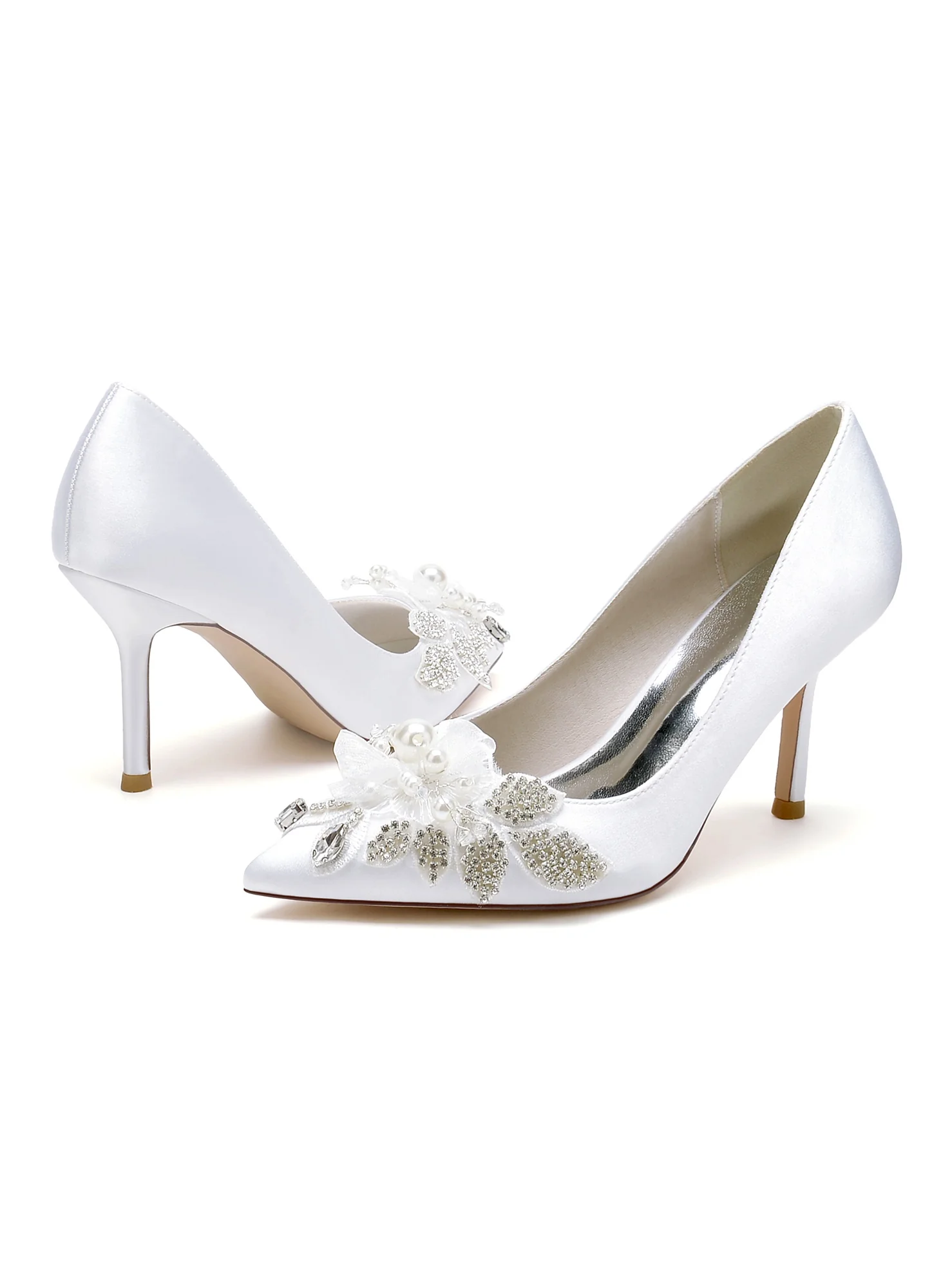 Women's  Wedding Shoes Lace High Heel Open Toe Bridal Shoes - QUGEX