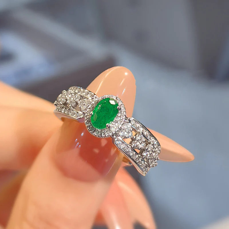 Vintage Minimalist Exquisite Rhinestone Emerald Gemstone Ring - QUGEX