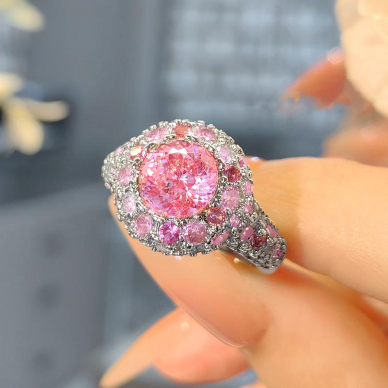 Antique Unique Gradient Pink Diamond Bird Nest Ring - QUGEX