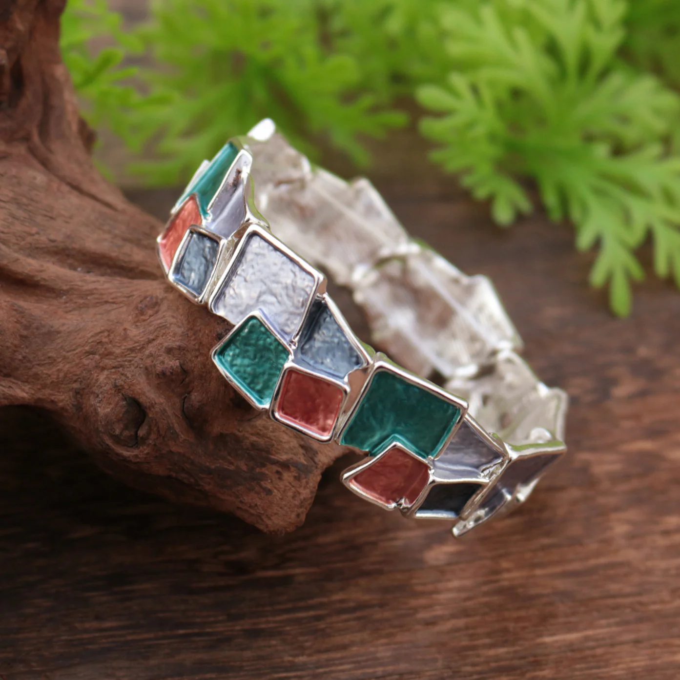 Delicated High-End Enamel Geometrical Square Alloy Stretch Bracelet - QUGEX