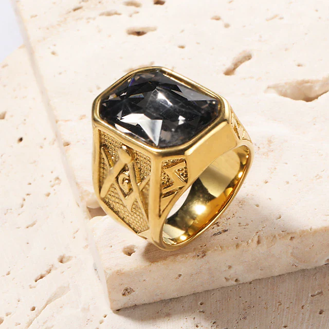 Men's Vintage Style Rings with Rhinestones - QUGEX