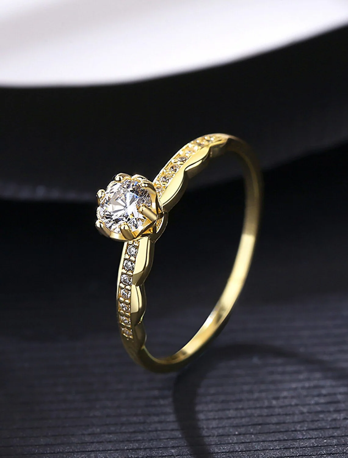 Ring Party Classic Gold S925 Sterling Silver Precious Stylish Simple - QUGEX