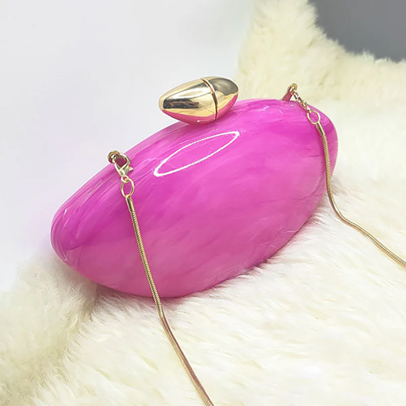 Gold Stylish Irregular Ellipse Candy Daily Chain Wedding Party Clutch Bag - QUGEX