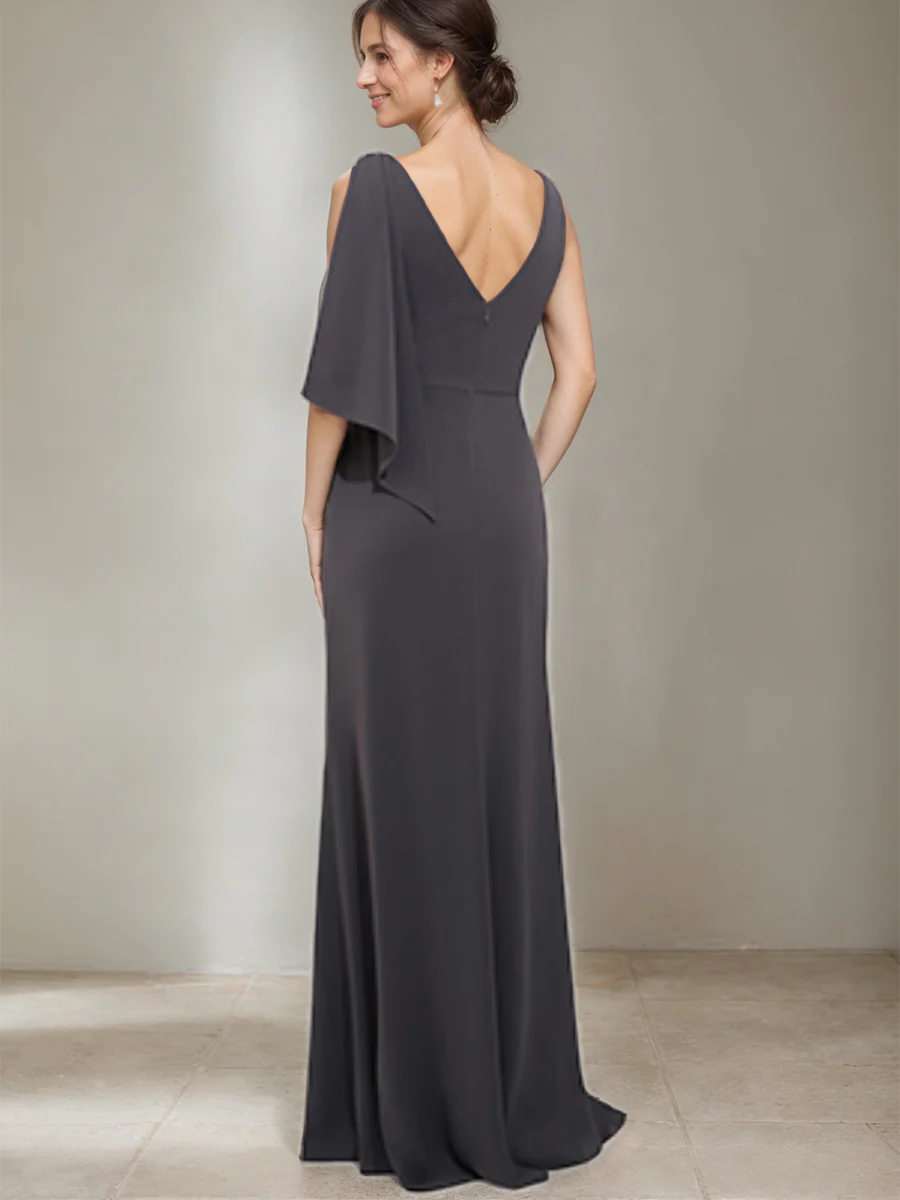 Sheath/Column Scoop Neck Mother Of The Bride & Groom Dresses with Beading & Split Side - QUGEX