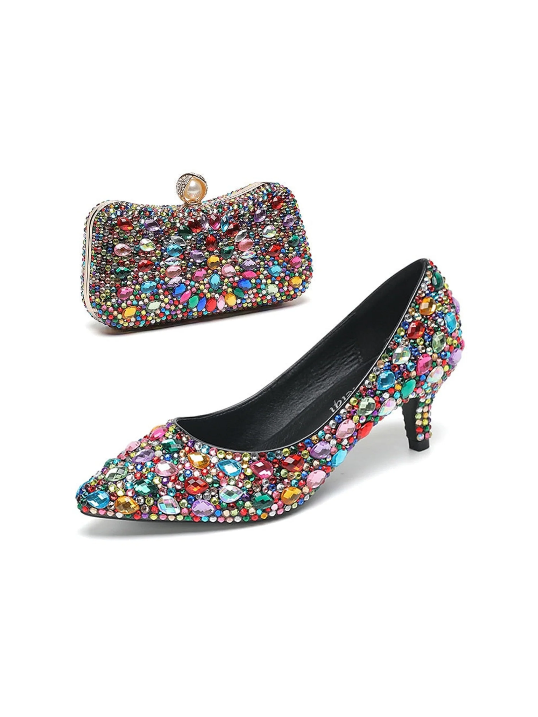 Women's Wedding Shoe Pumps Bling Bling Shoes Dress Shoes Glitter Crystal Sequined Jeweled Bridal Shoes - QUGEX