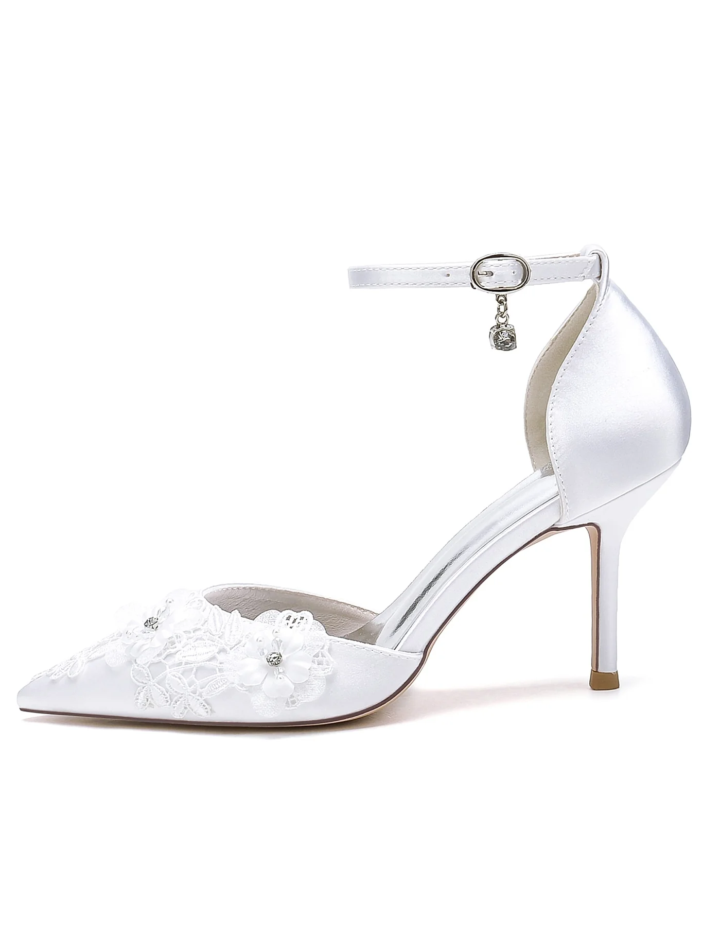 Women's Applique Stiletto Heel Pointed Toe Bridesmaid Shoes - QUGEX