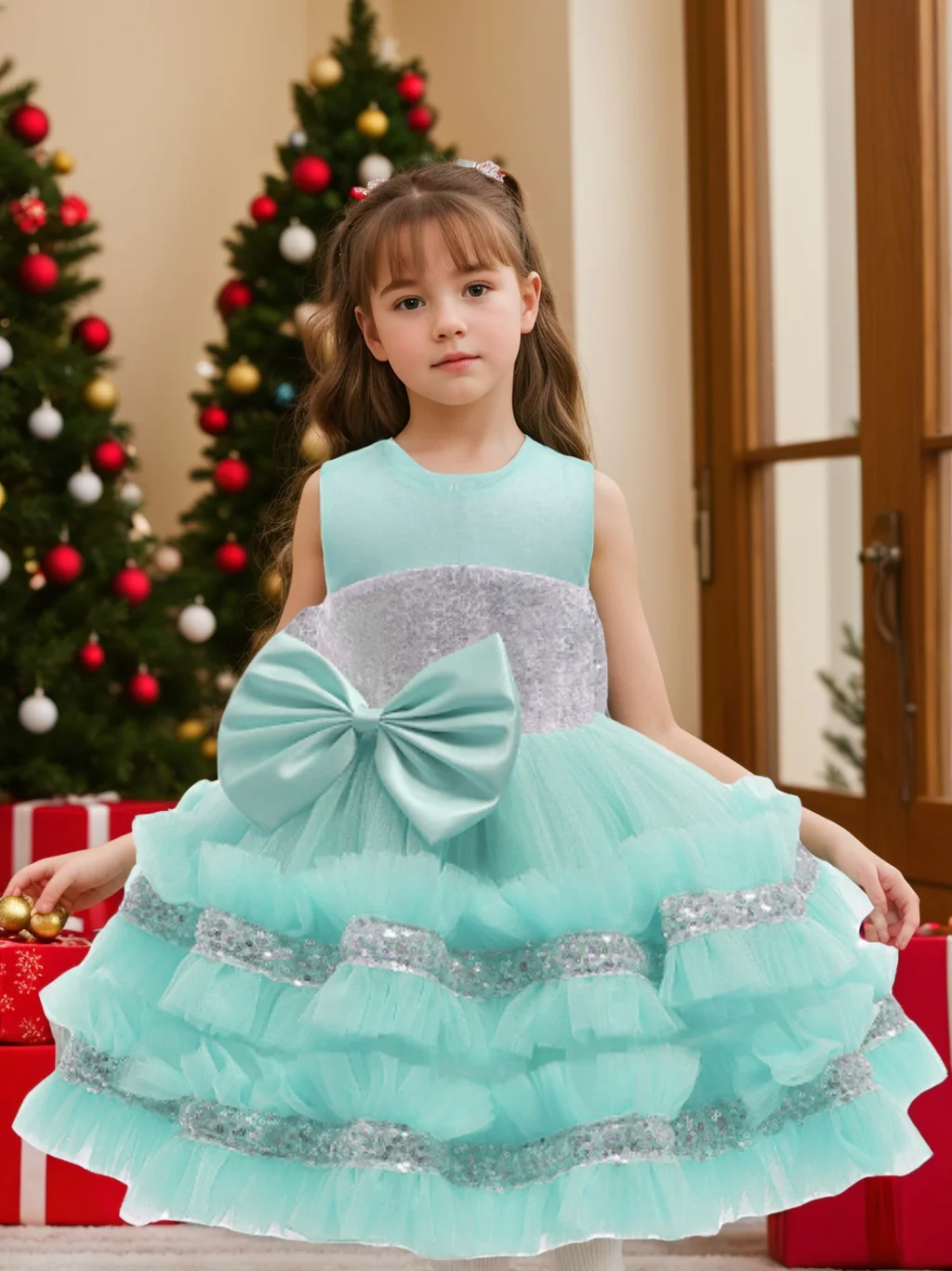 Ball-Gown Scoop Neck Sleeveless Knee-Length Flower Girl Dress with Bowknot & Lace - QUGEX