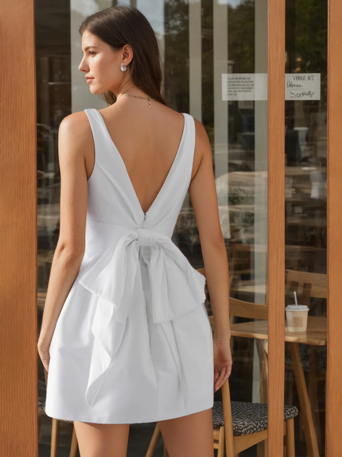 A-Line/Princess Deep V-Neck Sleeveless Mini Wedding Dress With Bowknot - QUGEX