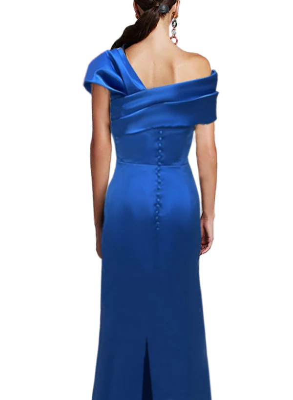 Sheath/Column One-Shoulder Floor-Length Mother of the Bride Dresses with Bow - QUGEX