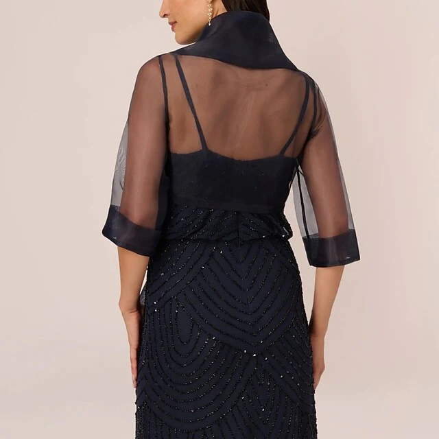 Elegant Pure Half Sleeve Tulle Wedding Wraps With Bowknot - QUGEX